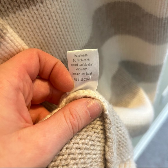La Ligne Martha Cardigan Size Small Striped Wool Cashmere Sweater Nude Tan - Picture 10 of 11